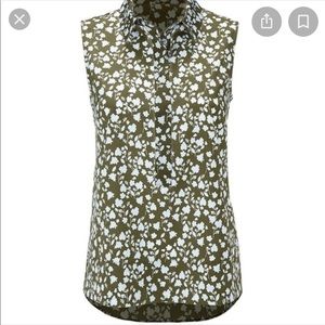 Cabi Keepsake Green Blue Floral Blouse Style #3614